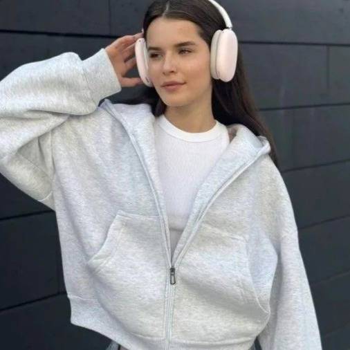 Cropped Zip-Up Hoodie